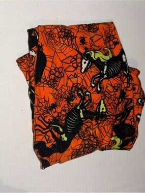 LuLaRoe Orange & Black Skeleton Unicorn Halloween Leggings